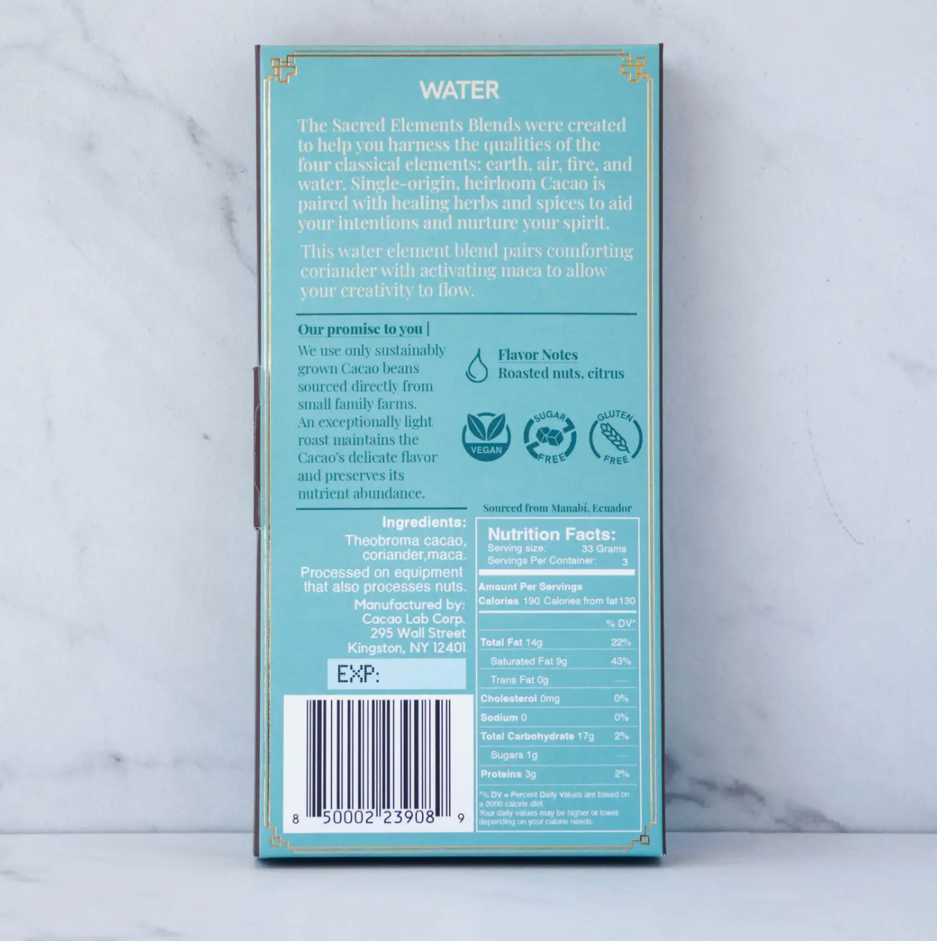 Ceremonial Grade Cacao Bar  - Water Element with Coriander + Maca by The Cacao Laboratory (COMING SOON)